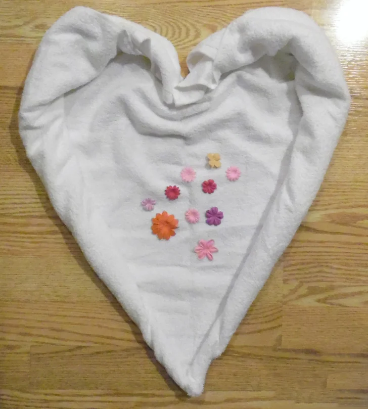 towel origami heart step 3