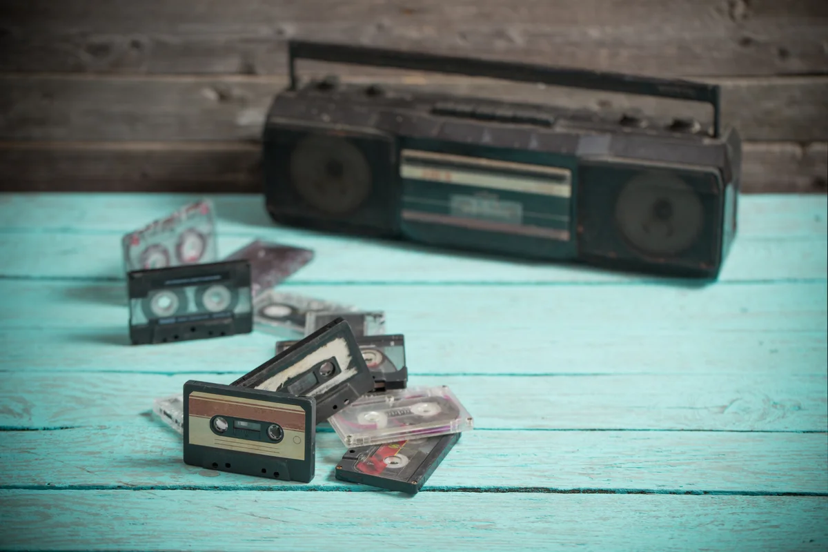 cassettes and boombox