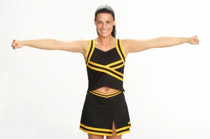 Cheerleader making T motion