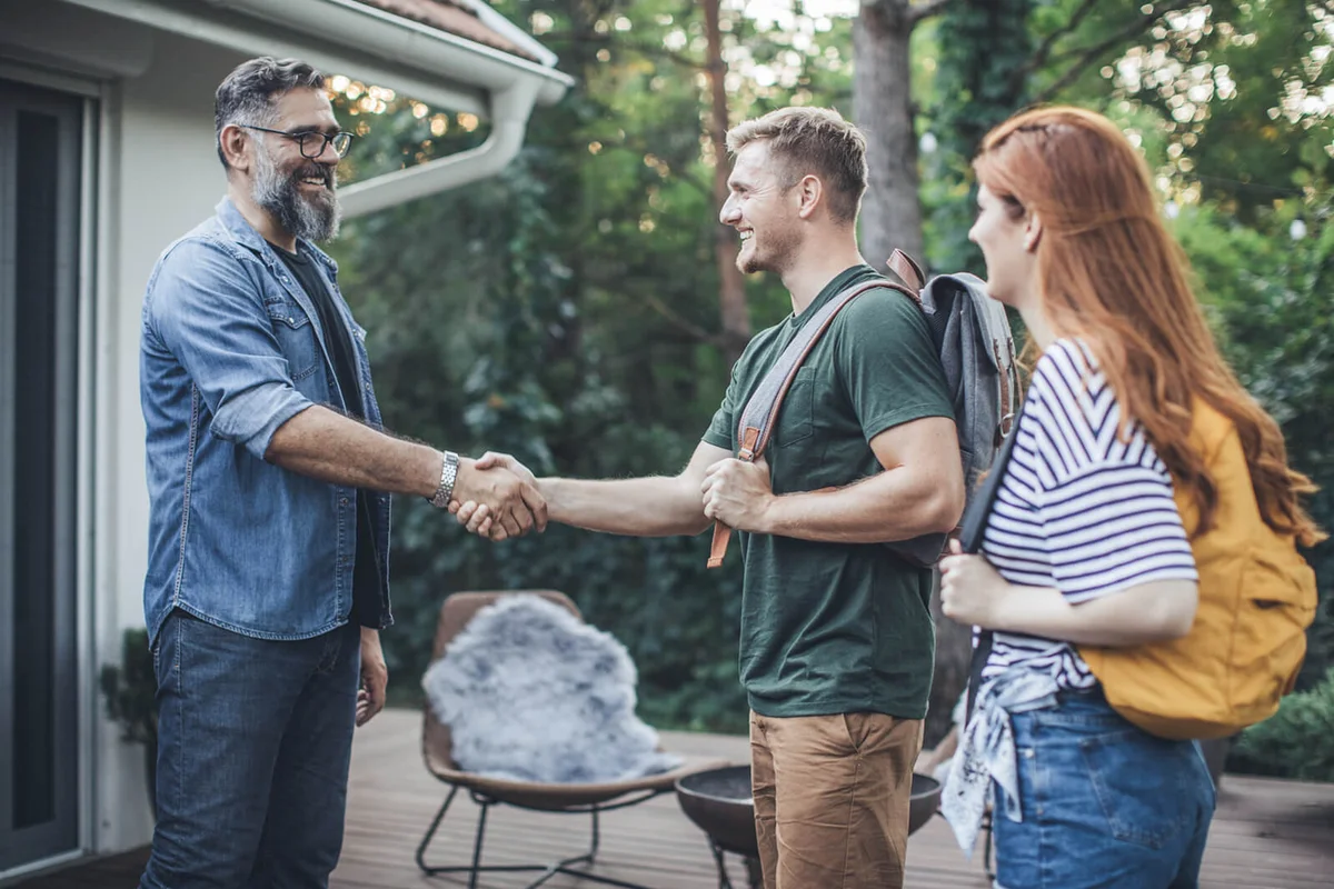 Young couple meeting her parents for the first time