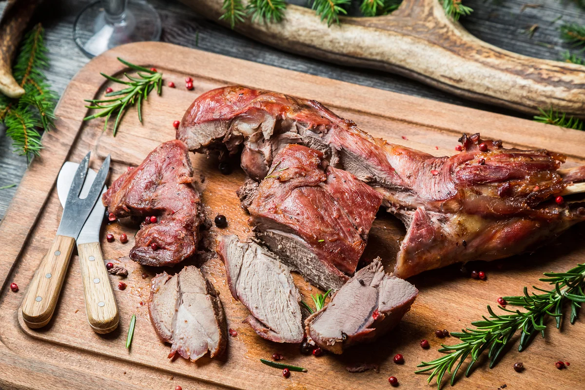 Fresh venison with red wine on forester lodge