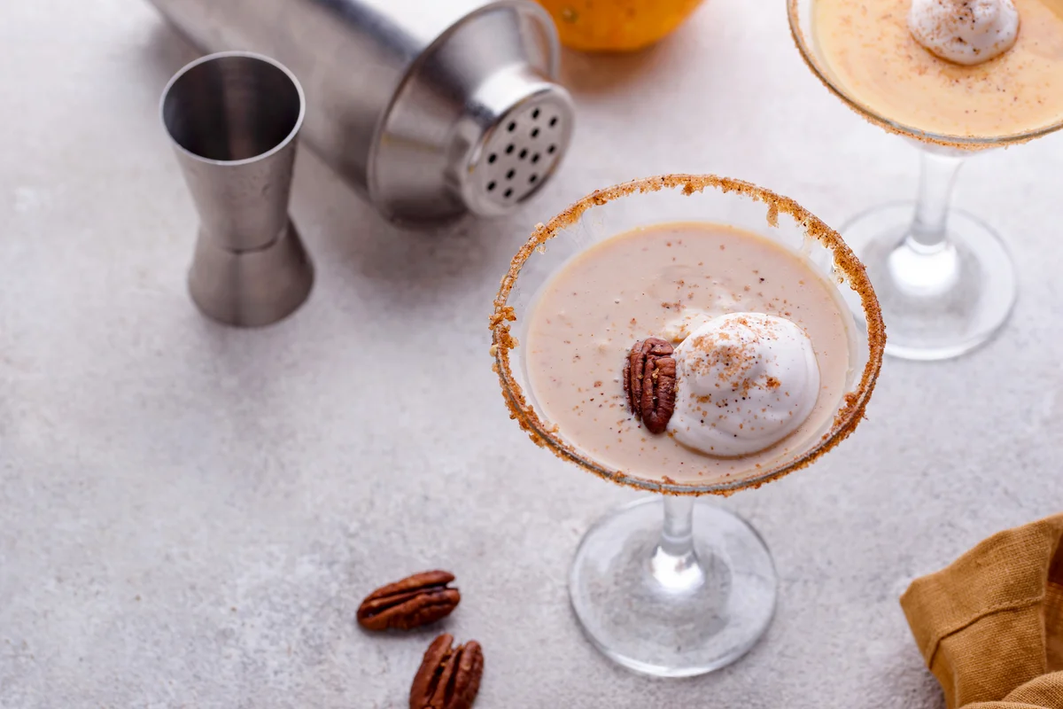 Creamy pecan pie martini cocktail