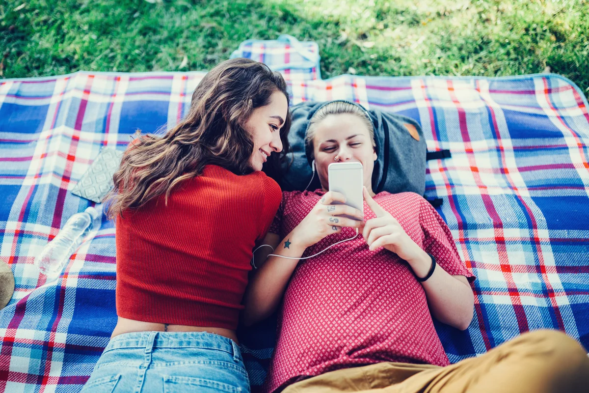 Relaxed couple in the park spending time together