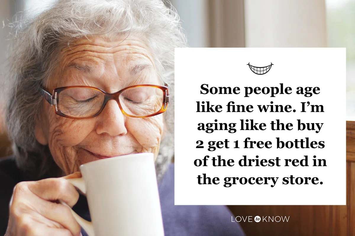 Senior Woman Funny Face Smile With Coffee Cup