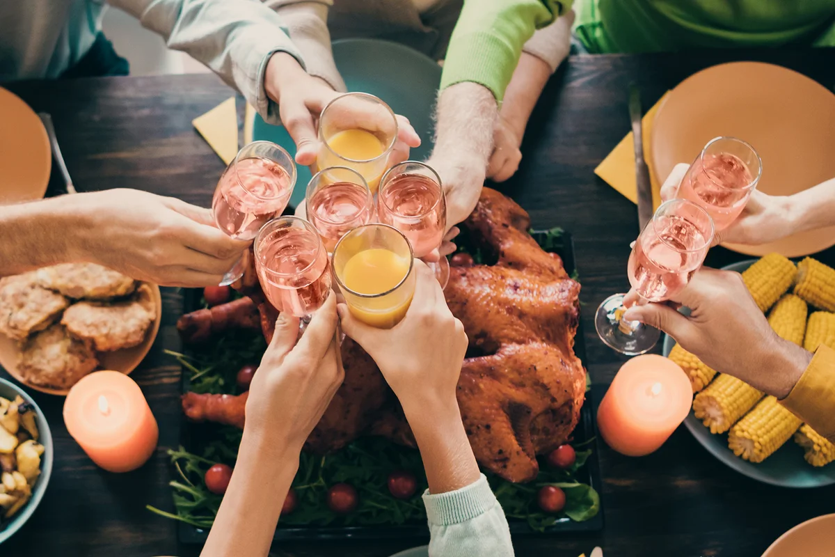 Toasting at Thanksgiving table