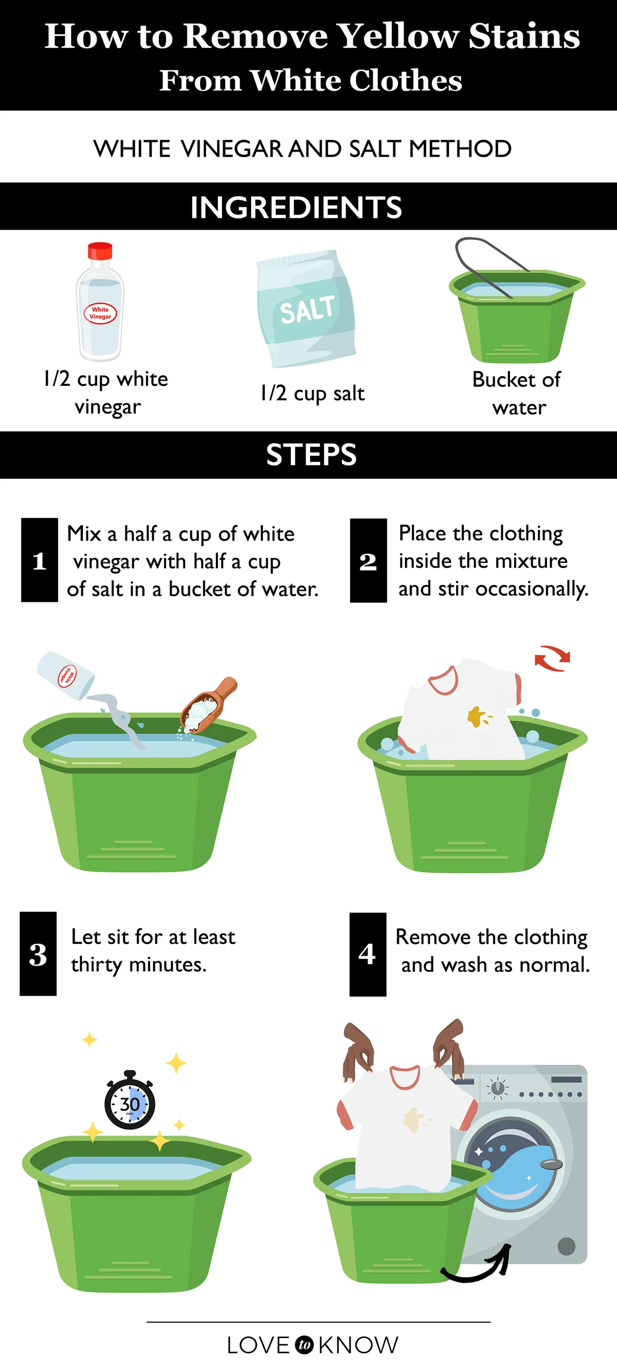 White vinegar and salt method infographic
