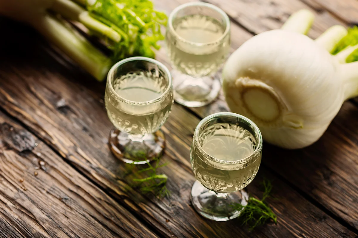 Aquavit shots and fennel