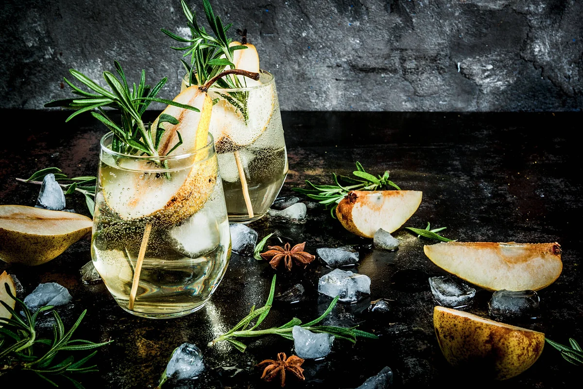 Sweet pear and rosemary cocktail