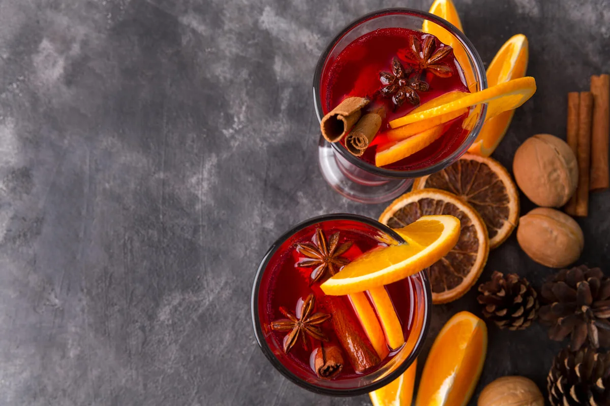 Two mugs of mulled wine