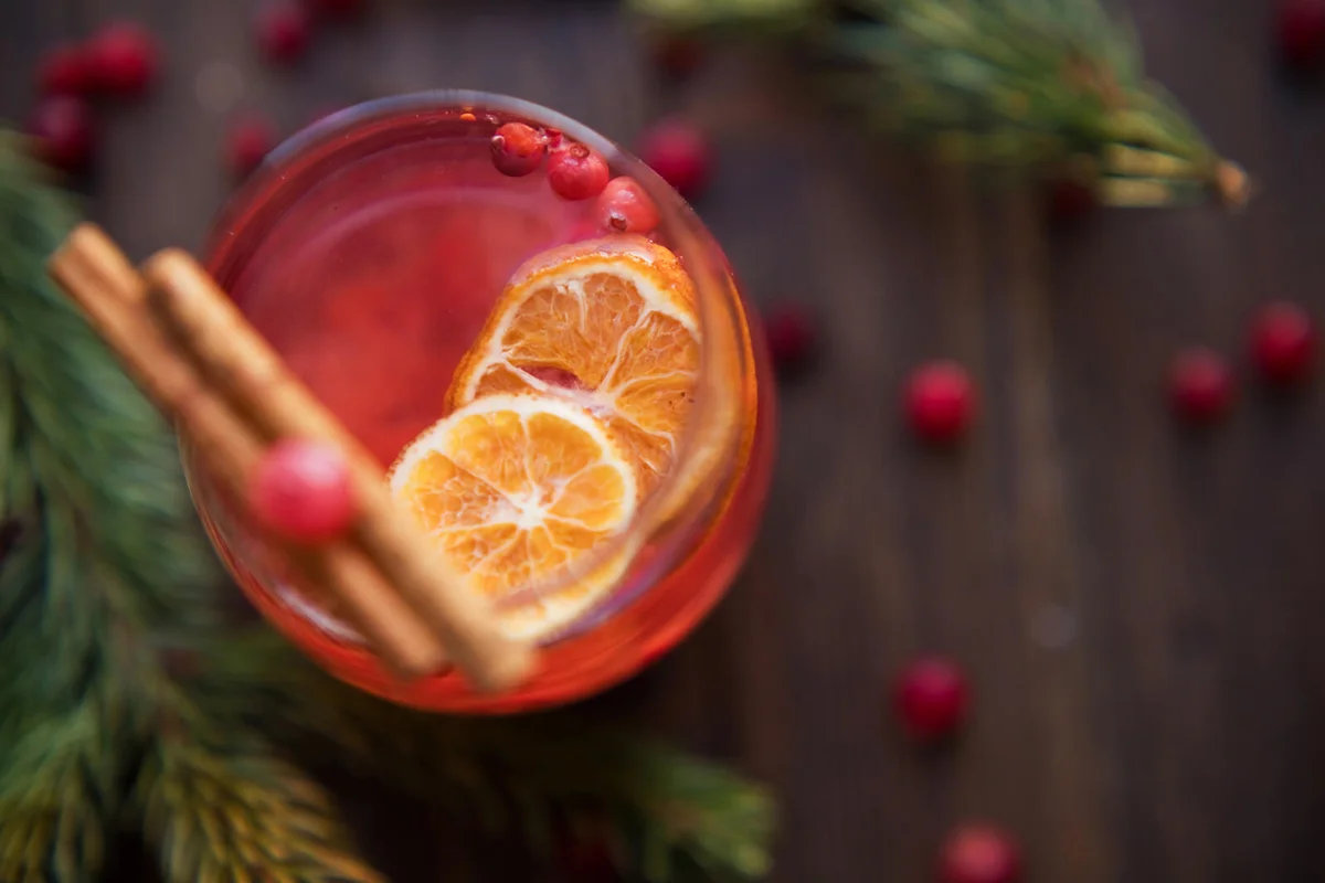 Winter red hot drink with spices