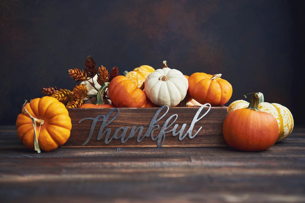 Pumpkins with Thankful Message for Thanksgiving Centerpiece
