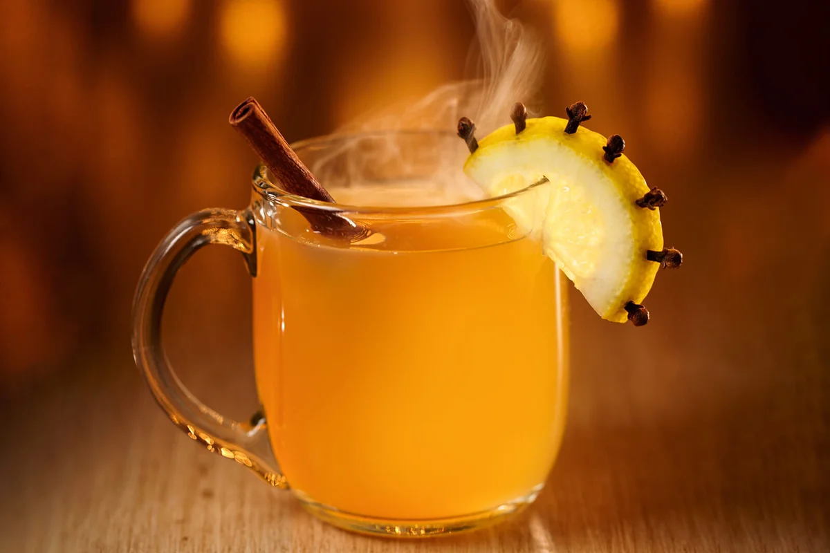 Hot rum toddy shot with plenty of room top