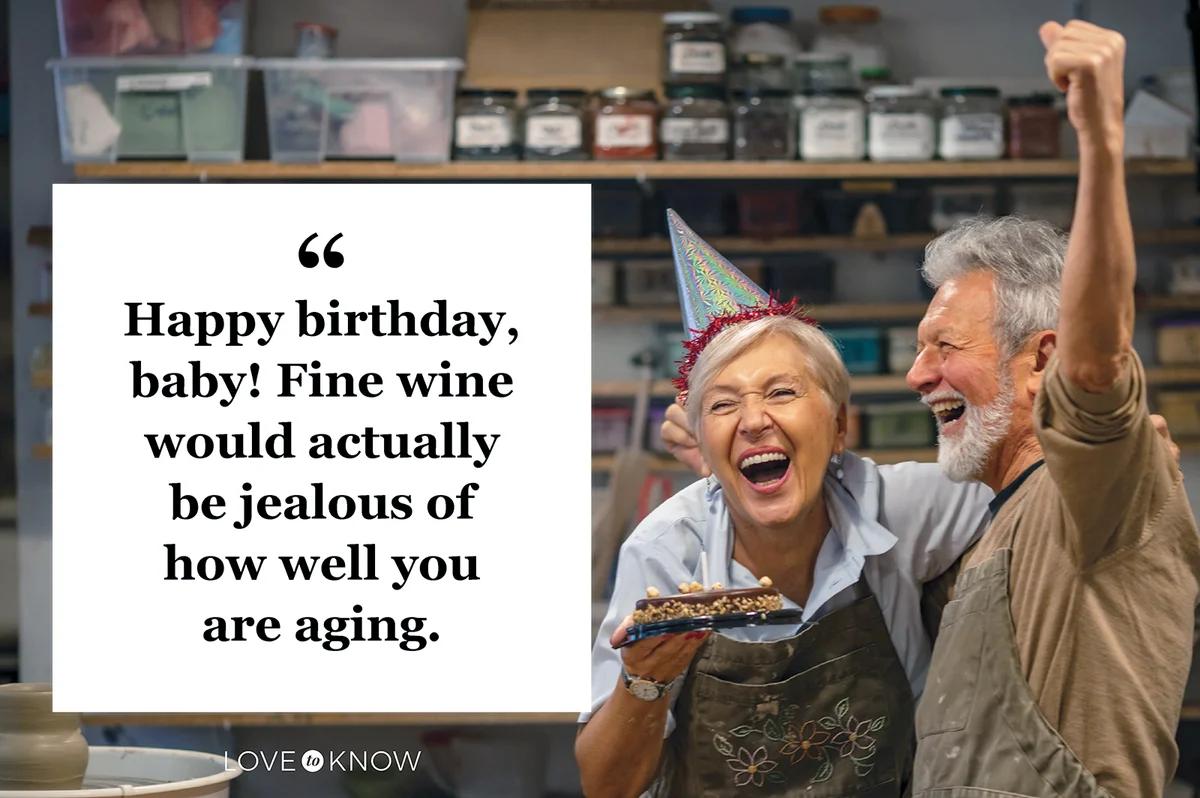Happy senior couple celebrating husband's birthday