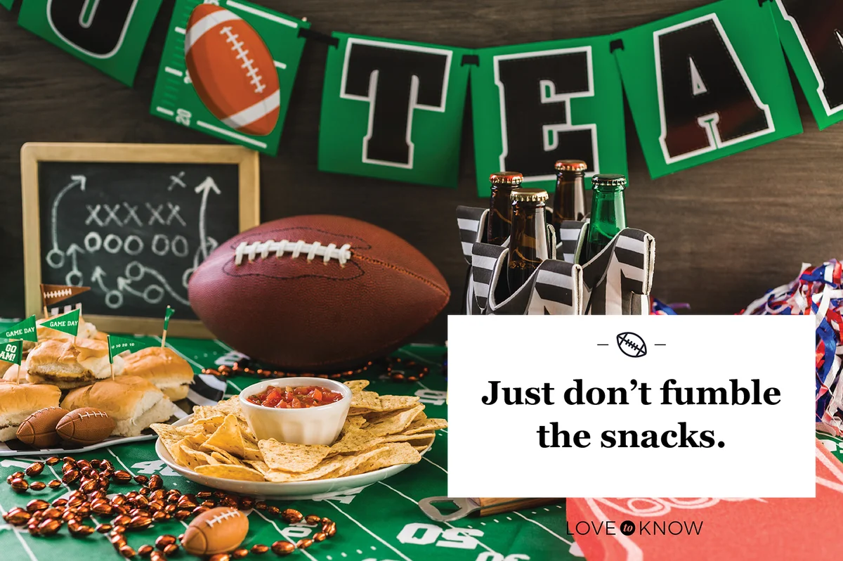 Game day football party table with beer, chips and salsa