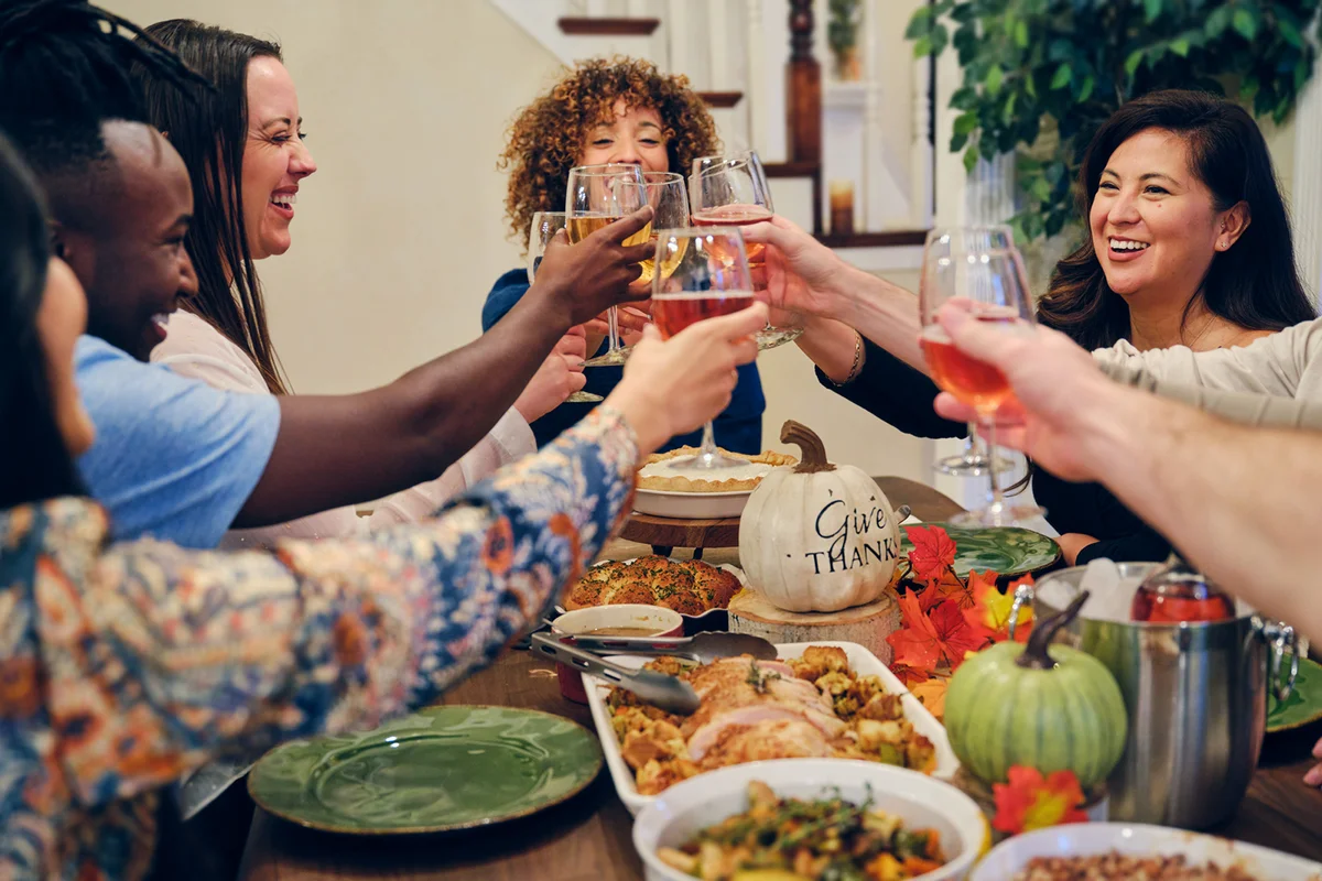 Friends Celebrating Thanksgiving Dinner Together