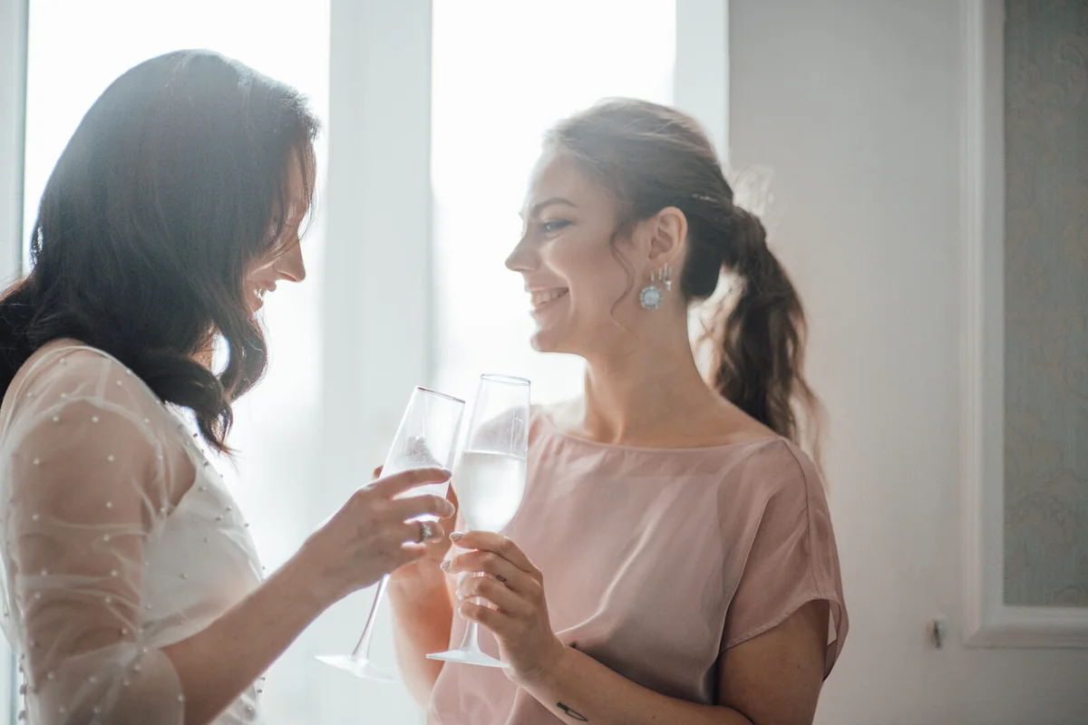 Young Woman Toasting on Wedding