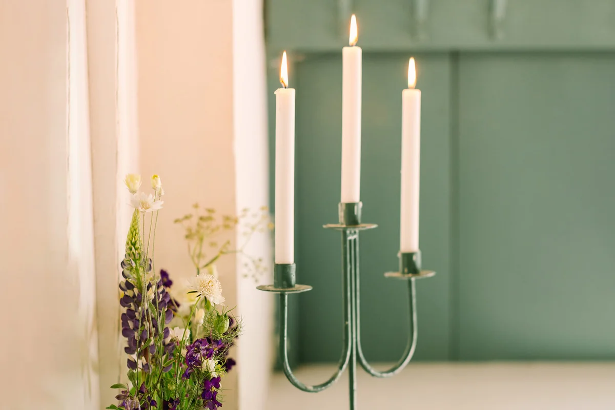 Candle holder with three candles
