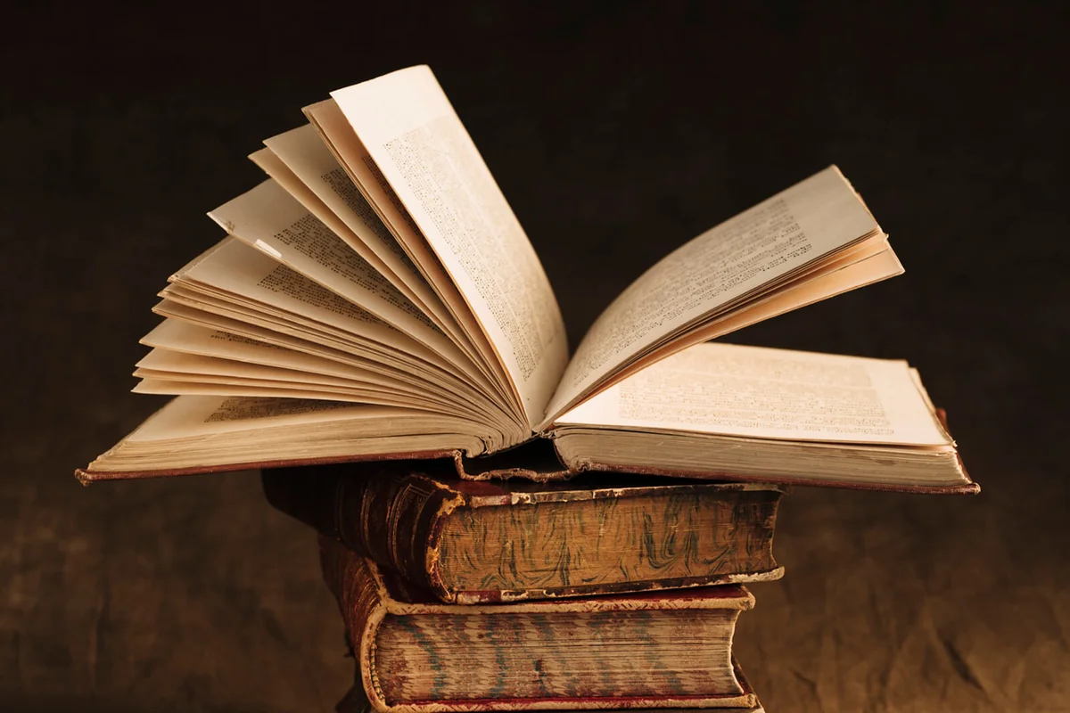 Stack of antique books