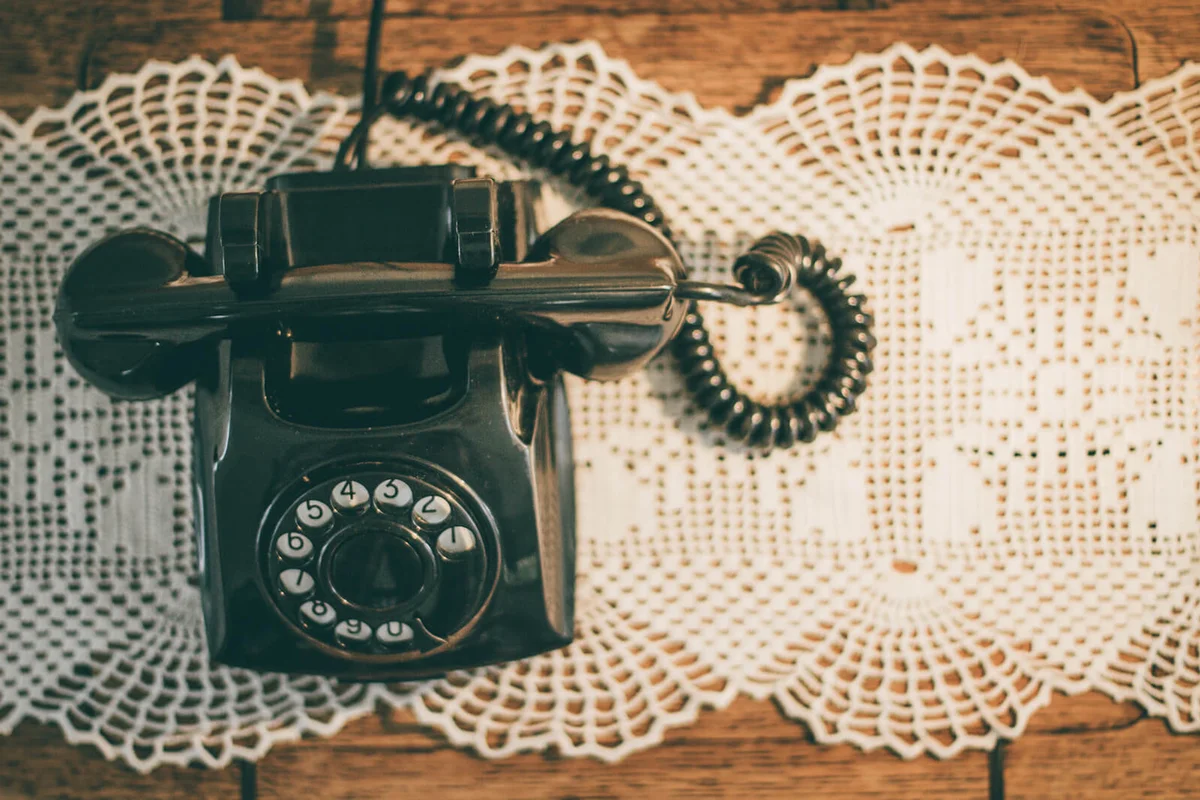 Vintage Landline Phone On Table