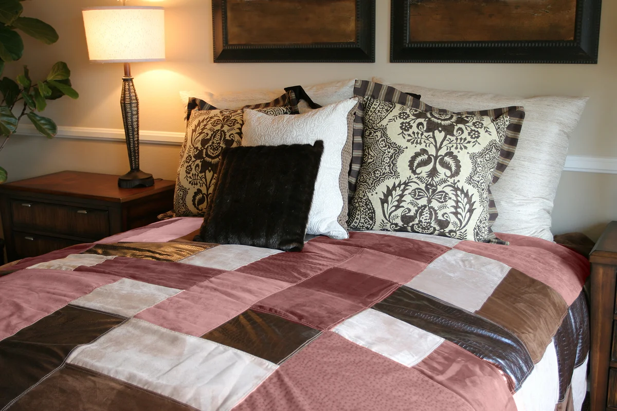 Burgundy and chocolate bedding