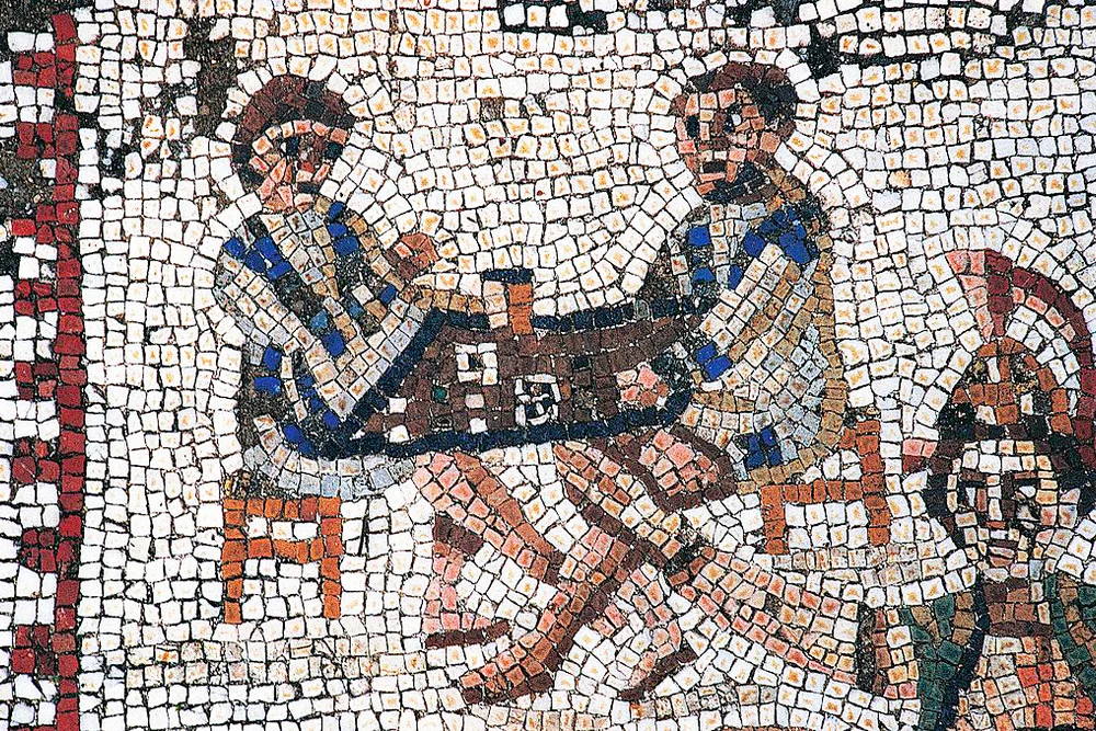 Dice players, detail of a mosaic (3rd century AD)