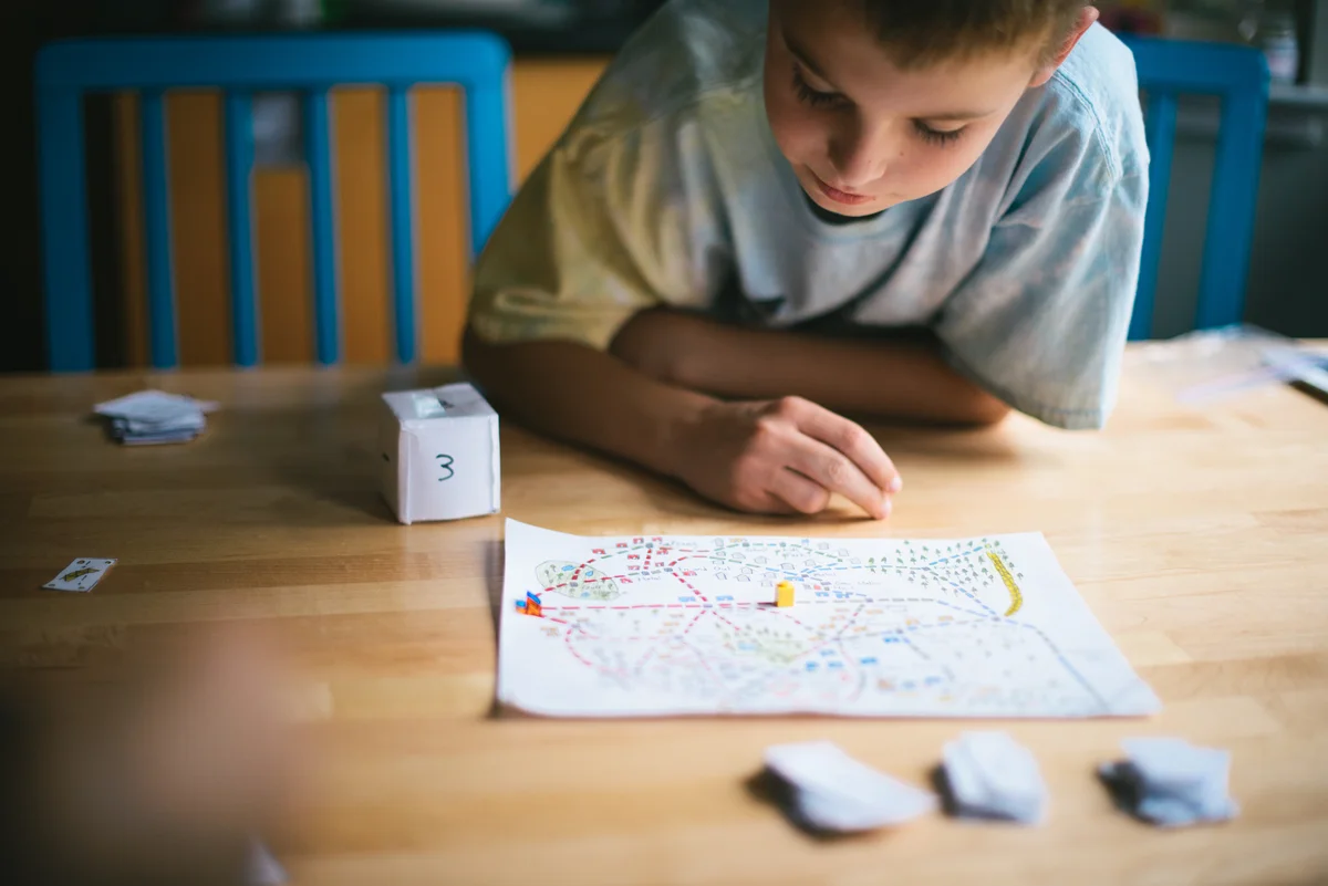playing homemade board game