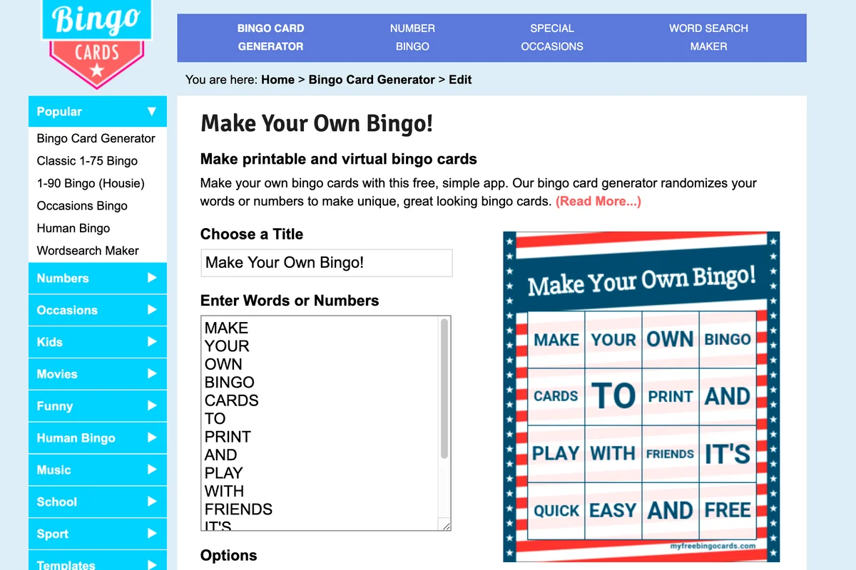 Screenshot of Virtual bingo