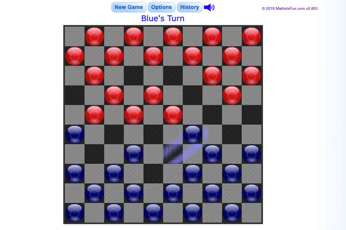 Screenshot of Math Is Fun online checkers game