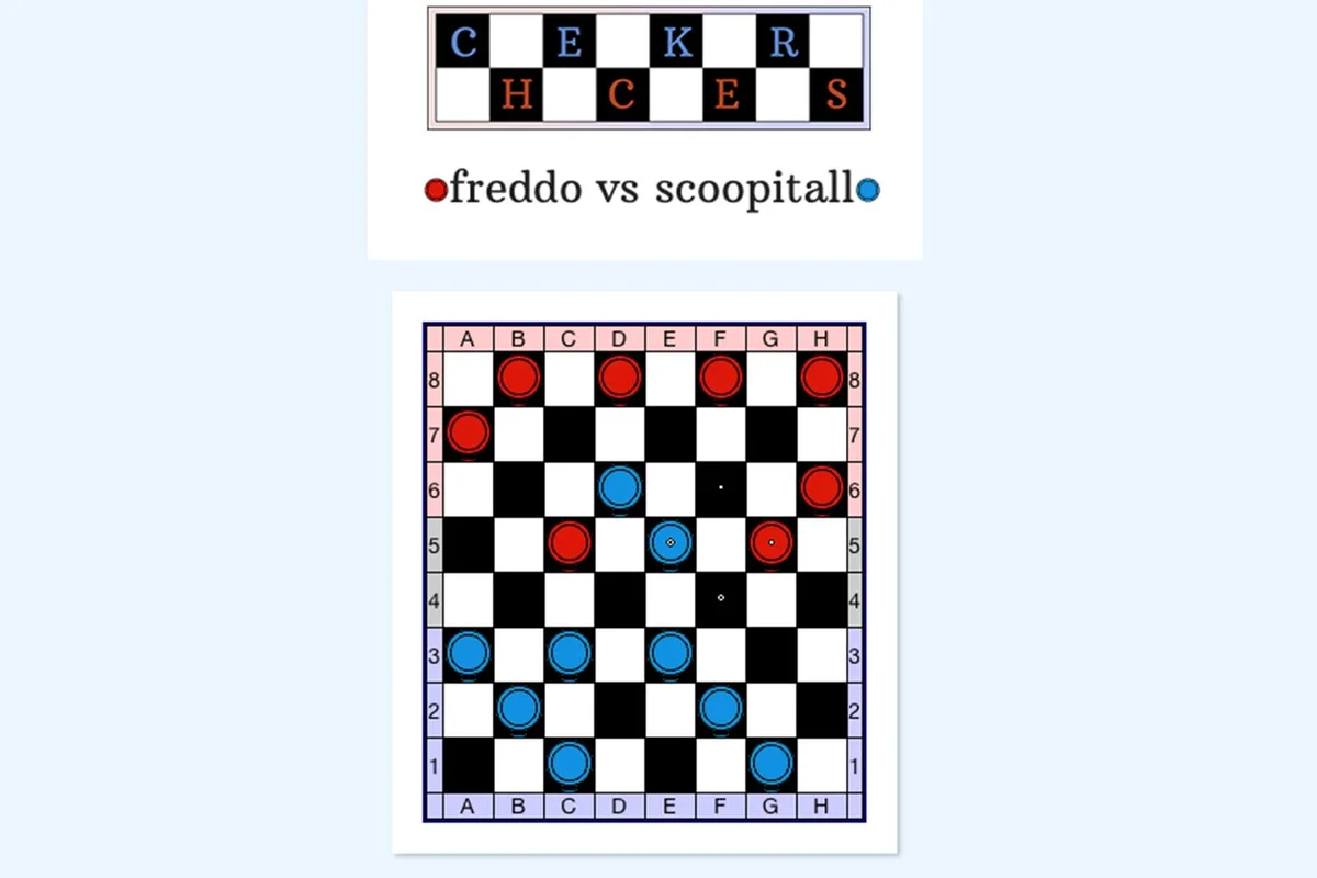 Screenshot of Braingle online checkers game
