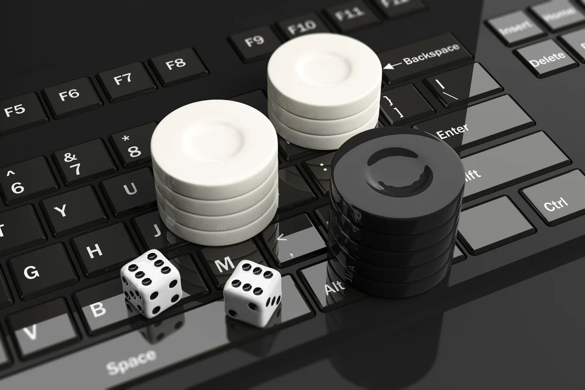 Checkers chips on keyboard