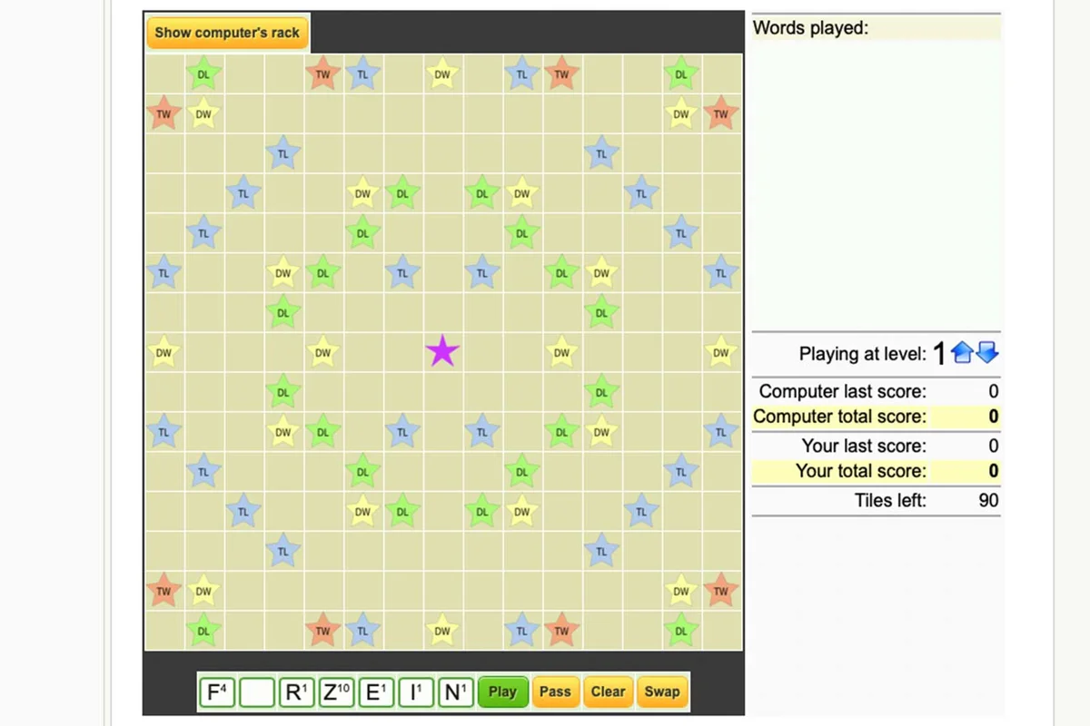 Screenshot of Scrabble from Funky Potato