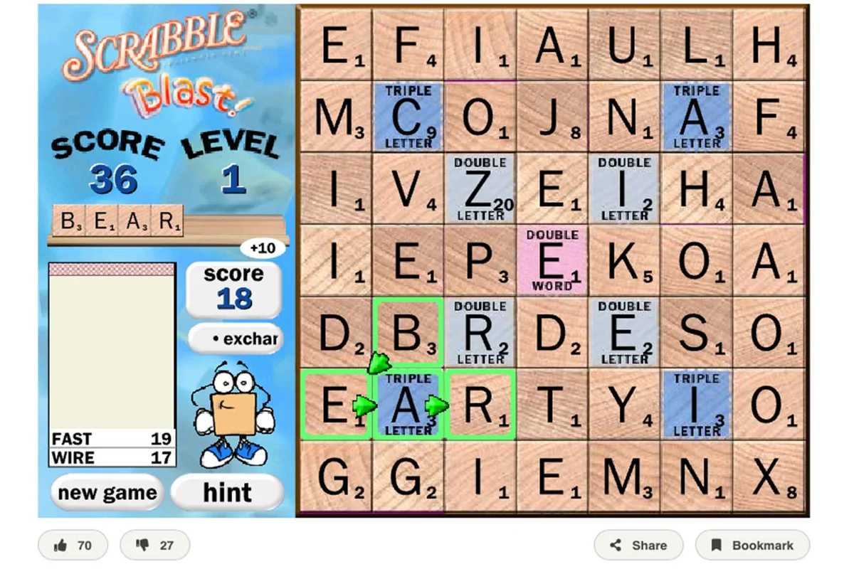 Screenshot of Scrabble Blast from SolitaireParadise
