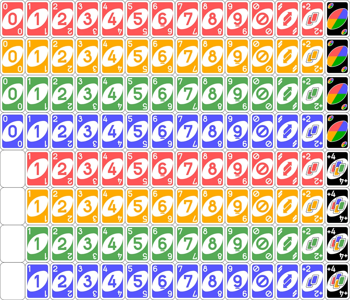 A complete Uno cards deck