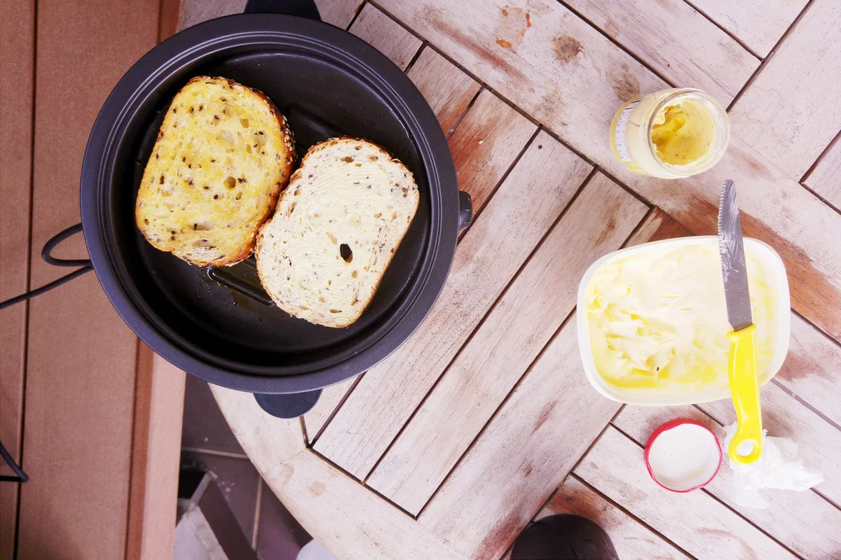 Garlic Breads On Grill Over Table
