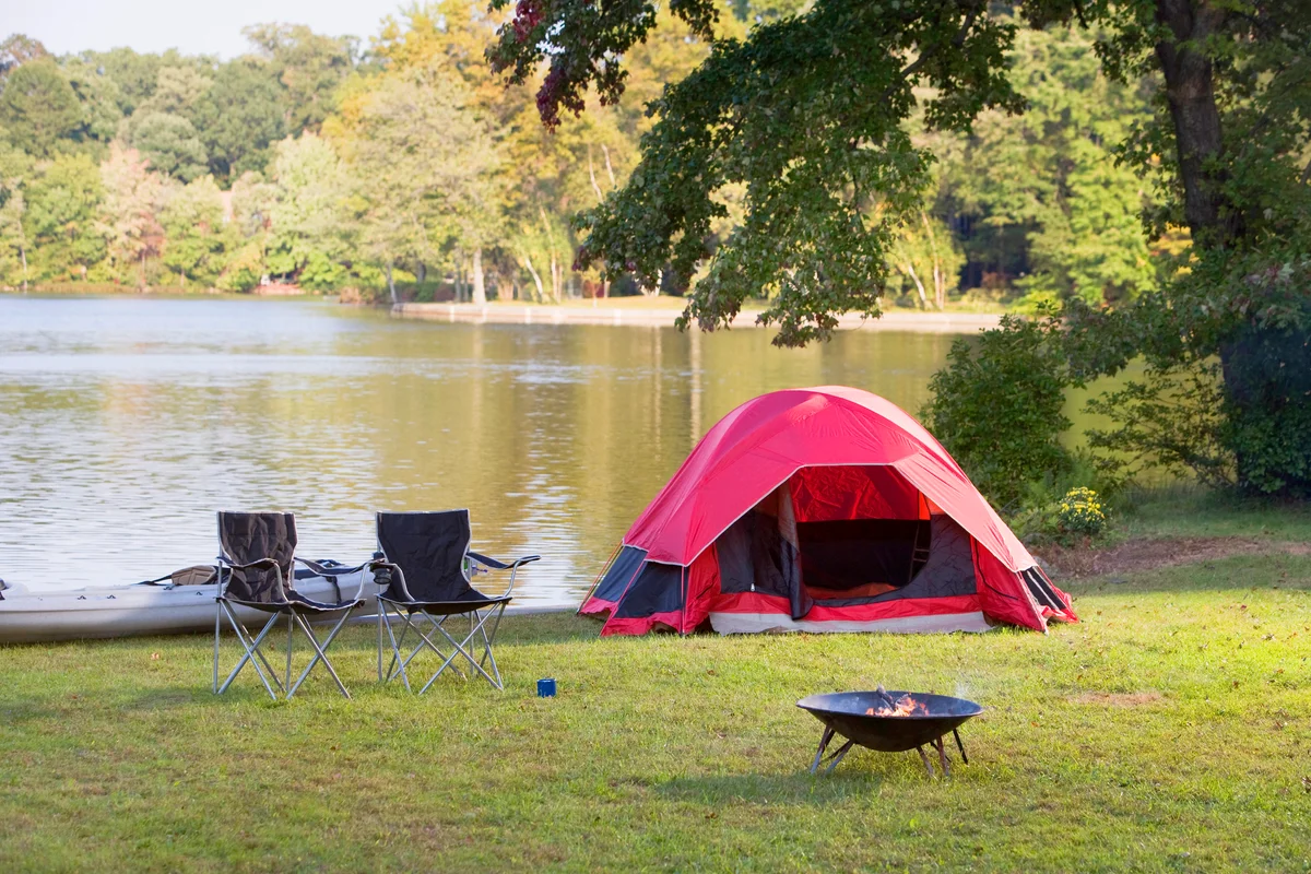 Campsite by lake