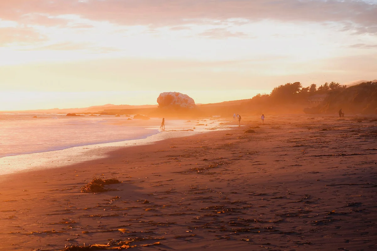 San Simeon creek beach, sunset