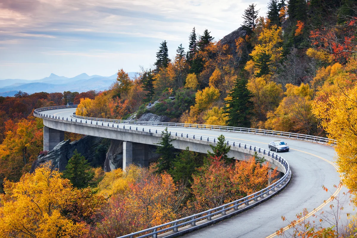 Linn Cove Viaduct that goes around Grandfather Mountain on the Blue Ridge Parkway