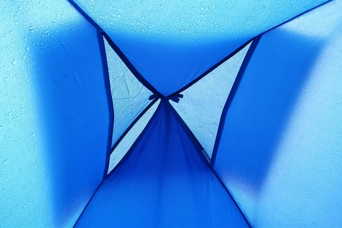 Blue Tent During Rainy Season