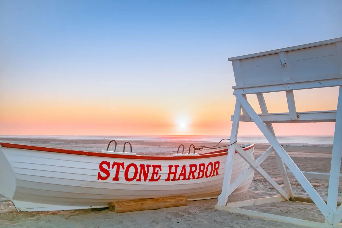 The Sunrise over the beach in Stone Harbor, NJ.