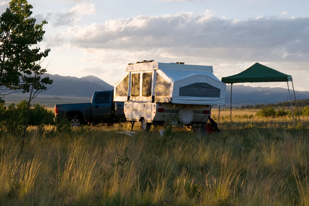 Pop Up Camper in Mountains