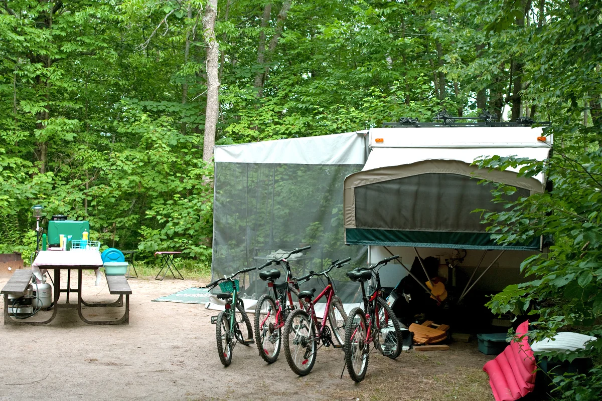 Bikes by Tent Camper