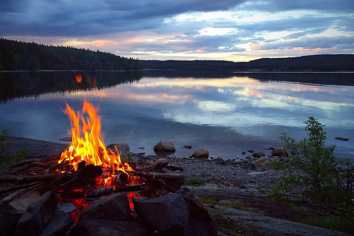 Campfire On Lakeshore