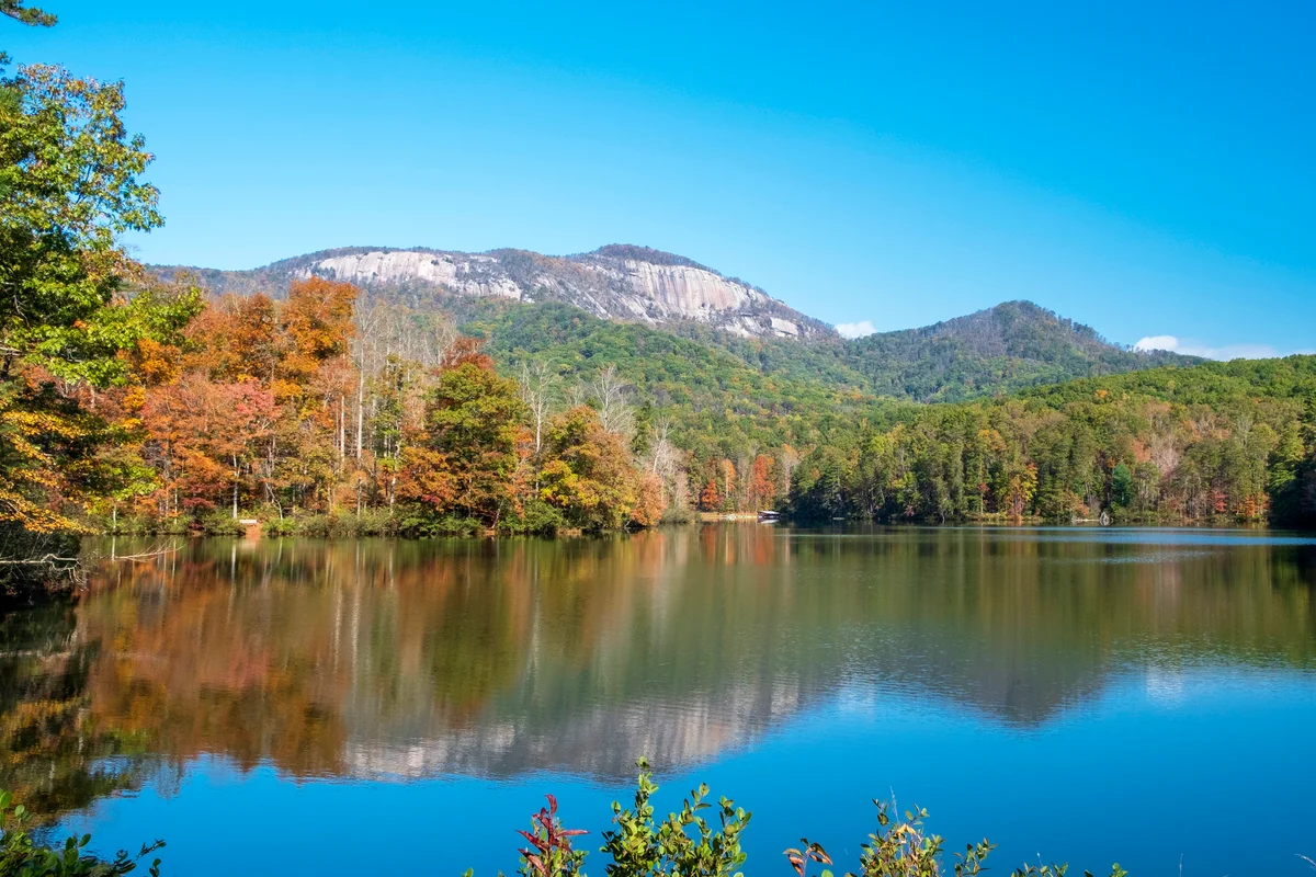 Lake and Mountain in Table Rock State Park South Carolina
