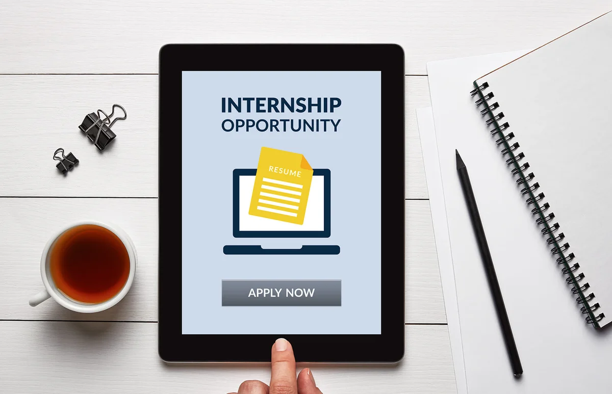 Internship concept on tablet screen