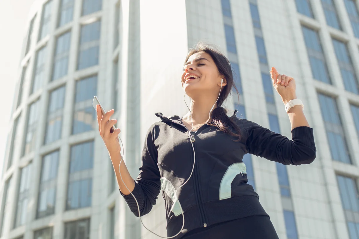 Woman dancing on street