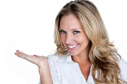 happy, flirtatious woman