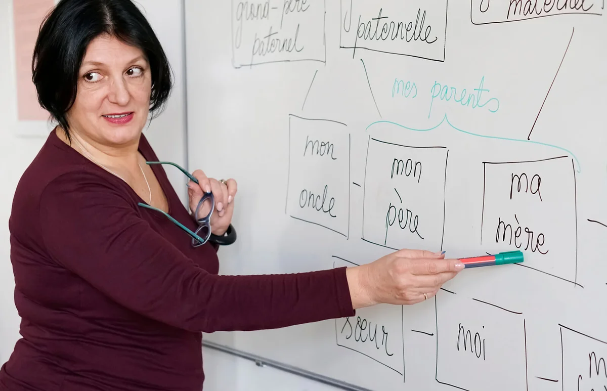 Adults learning a French language