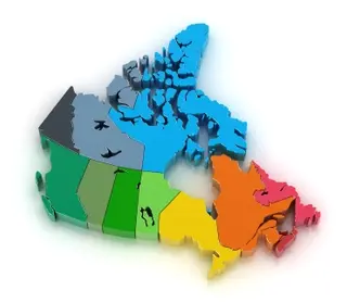 Color coded map of Canada source: istockphoto permission: licensed