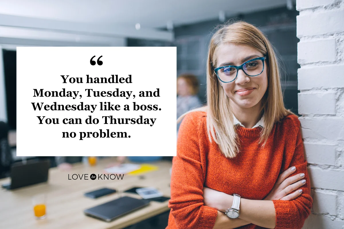 woman in office celebrating Thursday