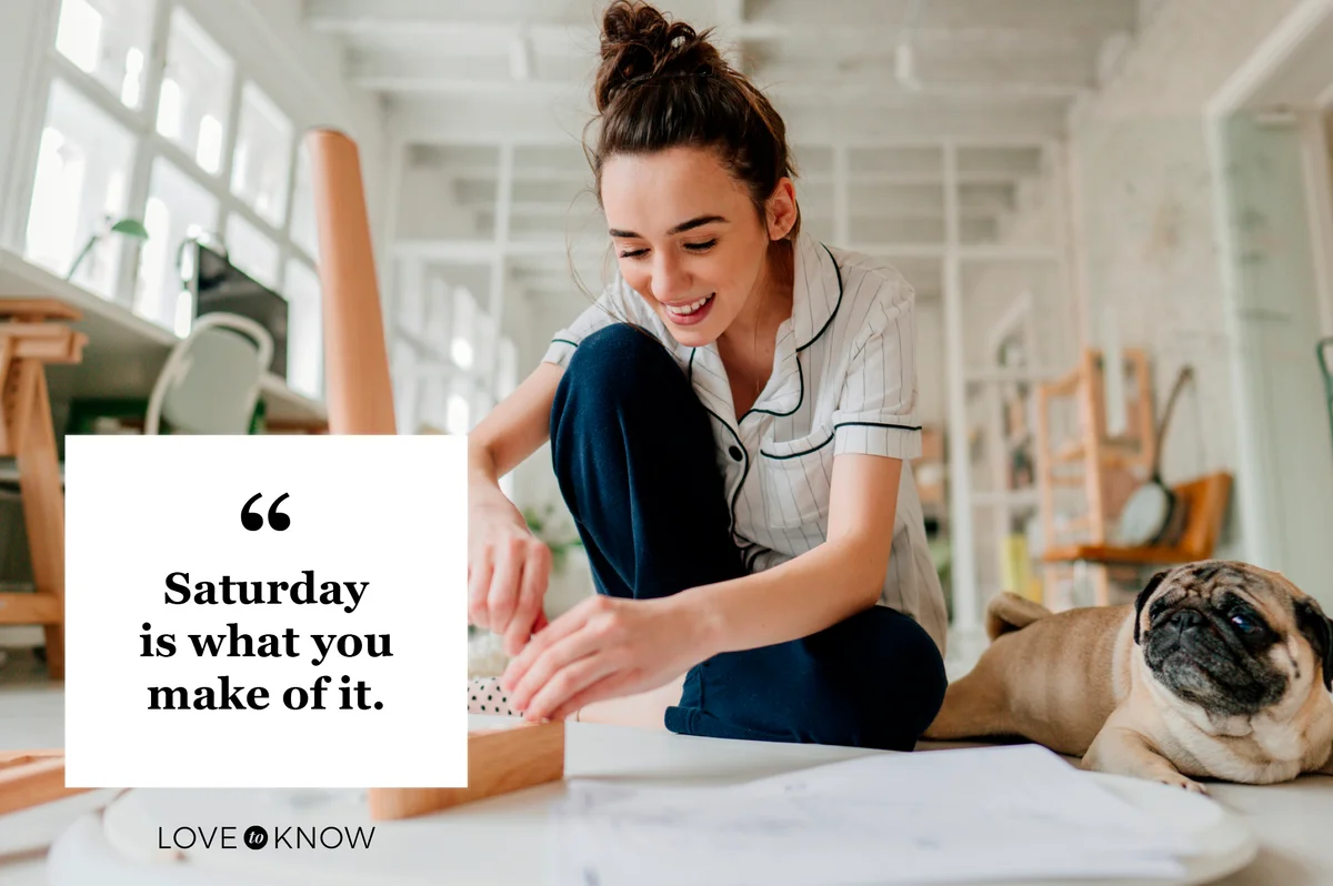 Saturday quote woman assembling table with screwdriver